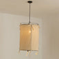 Japanese Style Pendant Light with Beige Fabric, Ideal for Restaurants - 1-Bulb Hanging Lamp