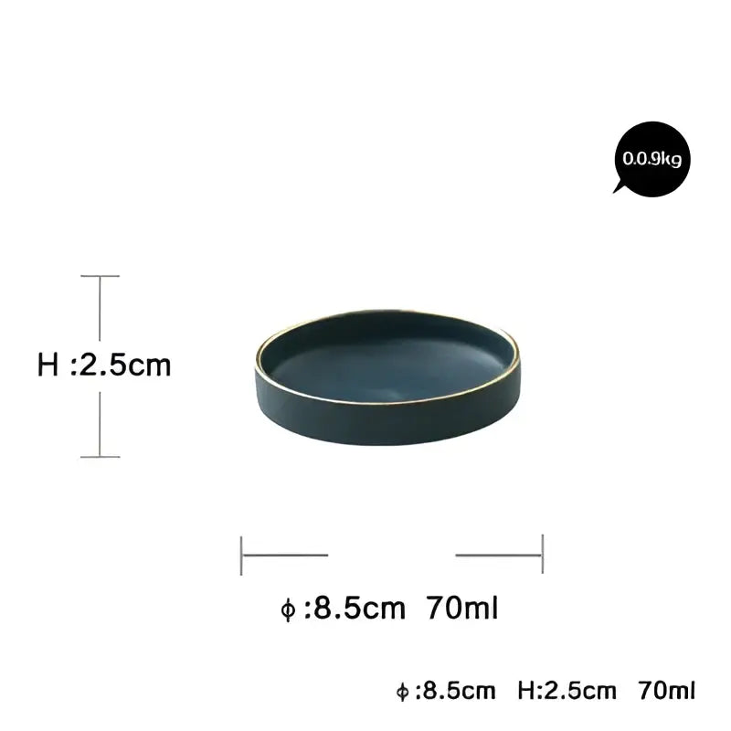 Dark blue ceramic dinner plate with a matte finish and raised rim from the decorbites ceramic dinner set
