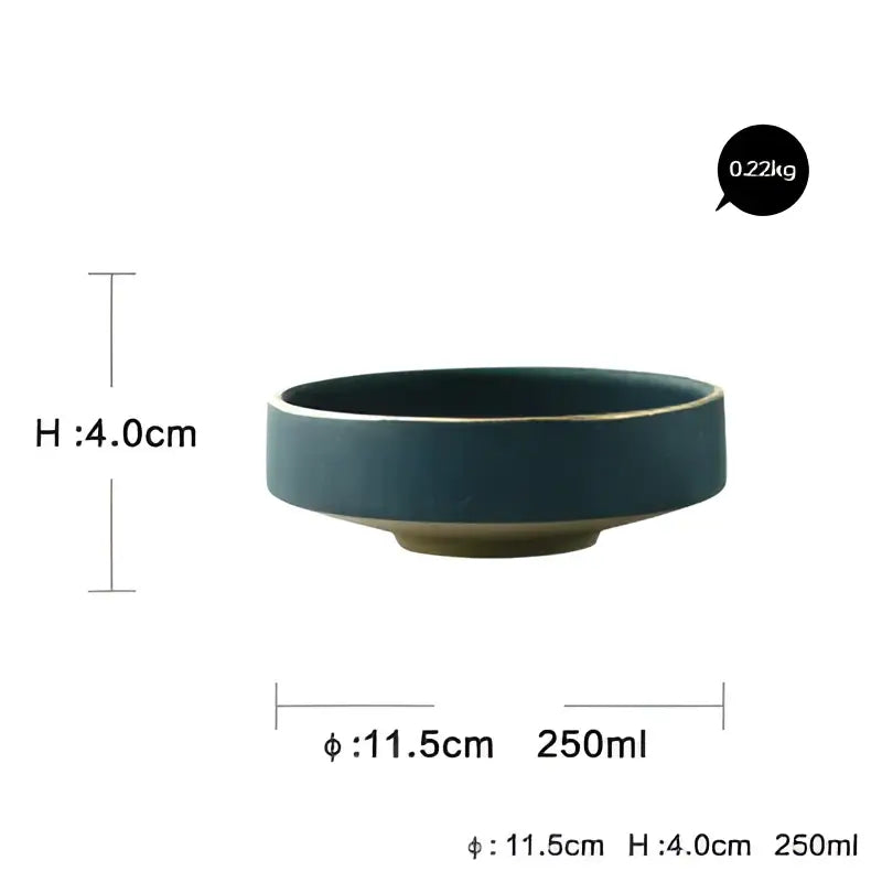A sleek dark teal ceramic dinner plate with a subtle gold rim and matte finish from decorbites ceramic dinner set
