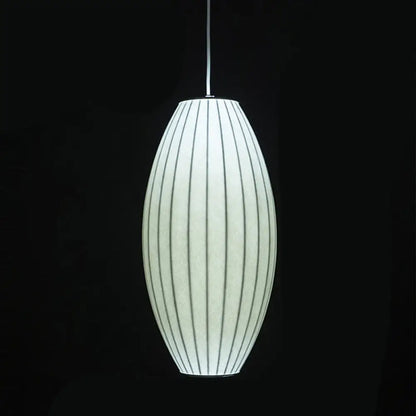 Japanese Style White Lantern Hanging Lamp - Single Artificial Silk Pendant Light Fixture