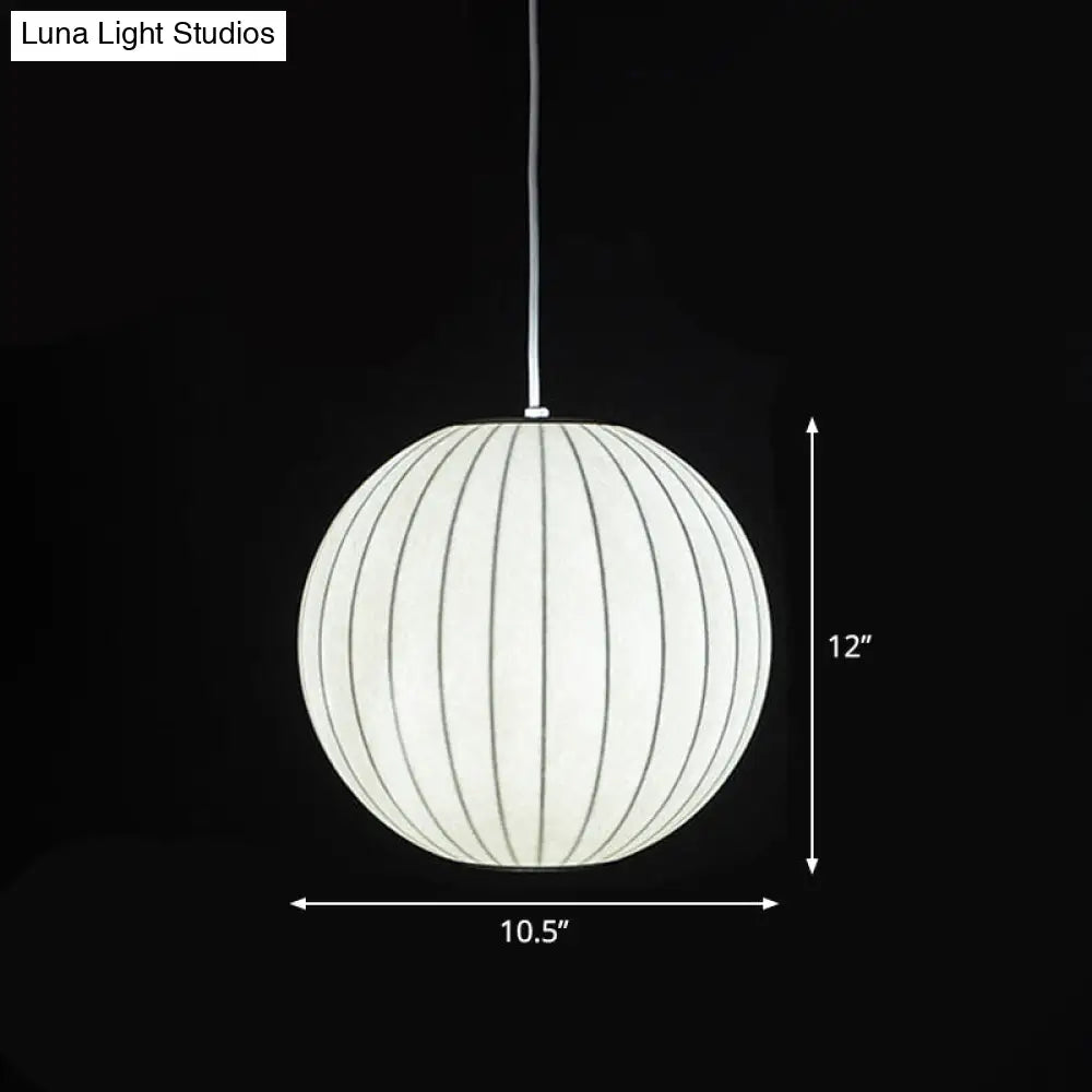 Japanese Style White Lantern Hanging Lamp - Single Artificial Silk Pendant Light Fixture