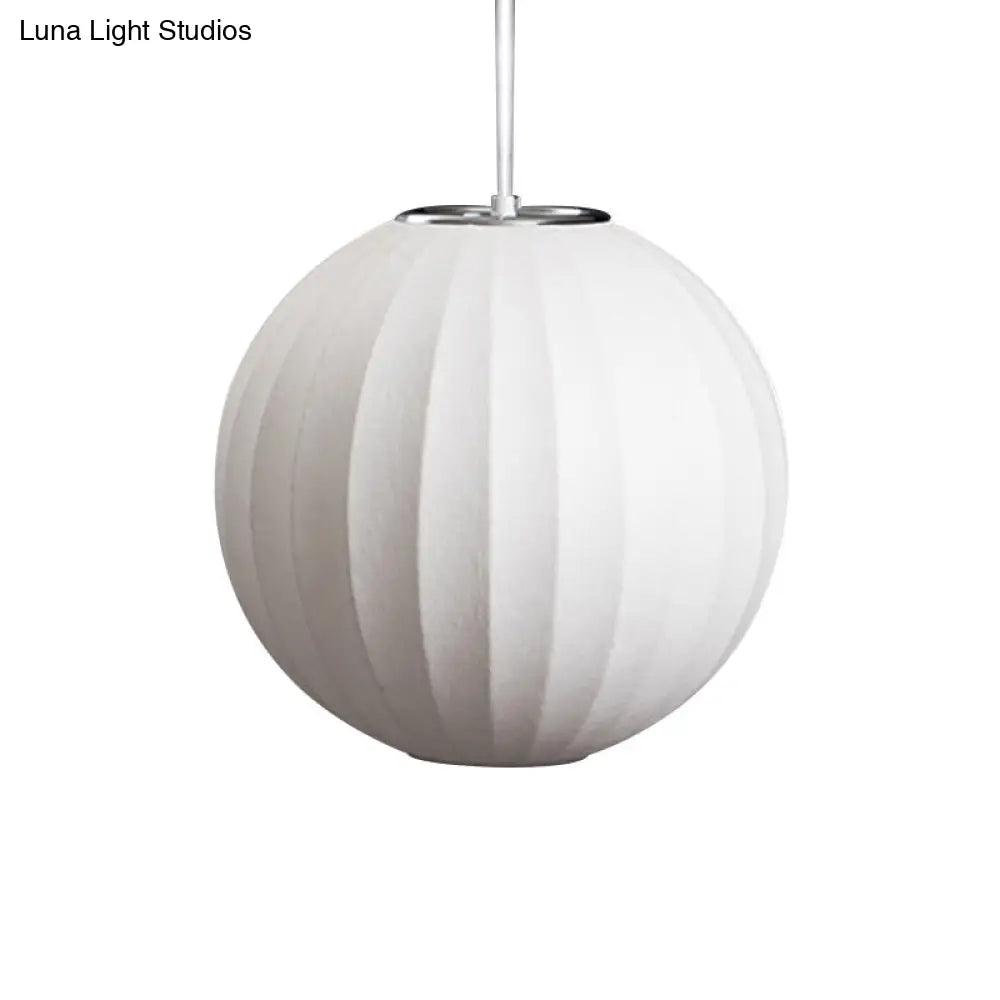 Japanese Style White Lantern Hanging Lamp - Single Artificial Silk Pendant Light Fixture