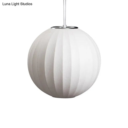 Japanese Style White Lantern Hanging Lamp - Single Artificial Silk Pendant Light Fixture