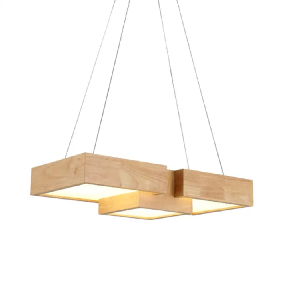 DecorBites™ Japanese Style Wooden LED Pendant Lights for Restaurants - Rectangular Solid Wood Island Lamps