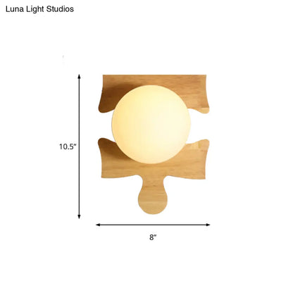 DecorBites™ Japanese Style Wooden Puzzle Base Wall Light - 1 Light Beige Sconce Lamp for Corridor & Kitchen