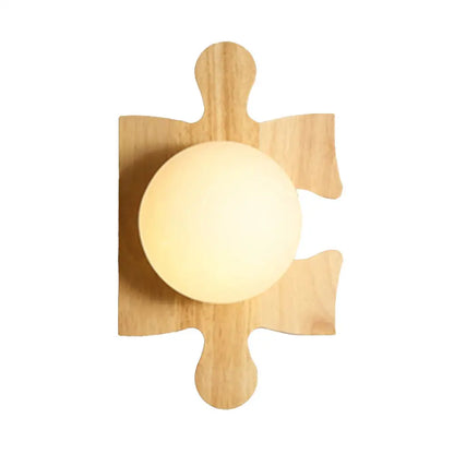 DecorBites™ Japanese Style Wooden Puzzle Base Wall Light - 1 Light Beige Sconce Lamp for Corridor & Kitchen