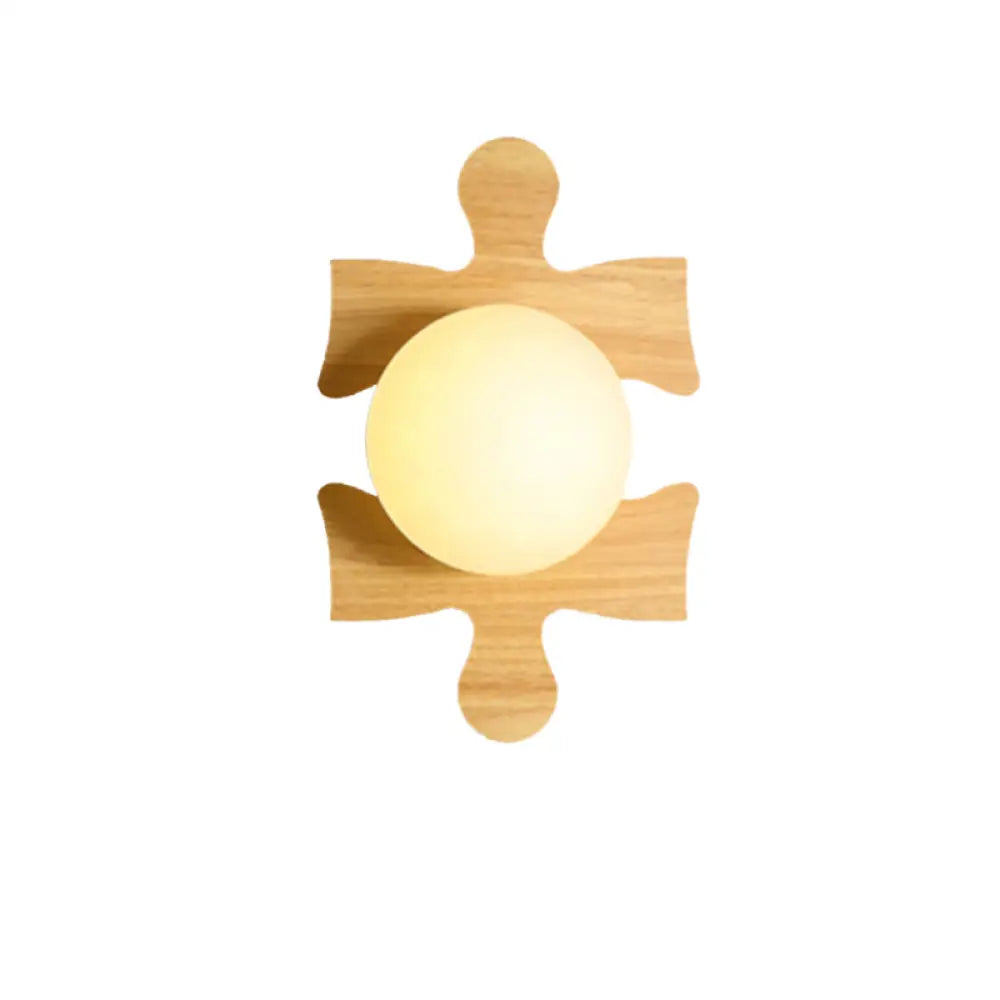 DecorBites™ Japanese Style Wooden Puzzle Base Wall Light - 1 Light Beige Sconce Lamp for Corridor & Kitchen
