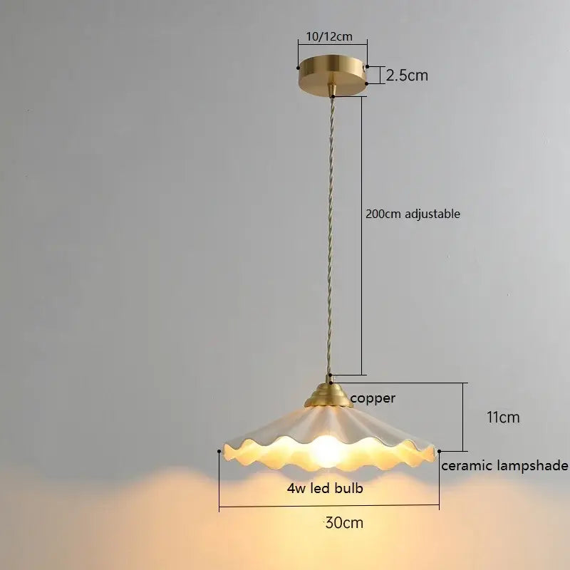 Japanese vintage brass and white ceramic led pendant light with scalloped ceramic led pendant shade and copper fixture decorbites ceramic led