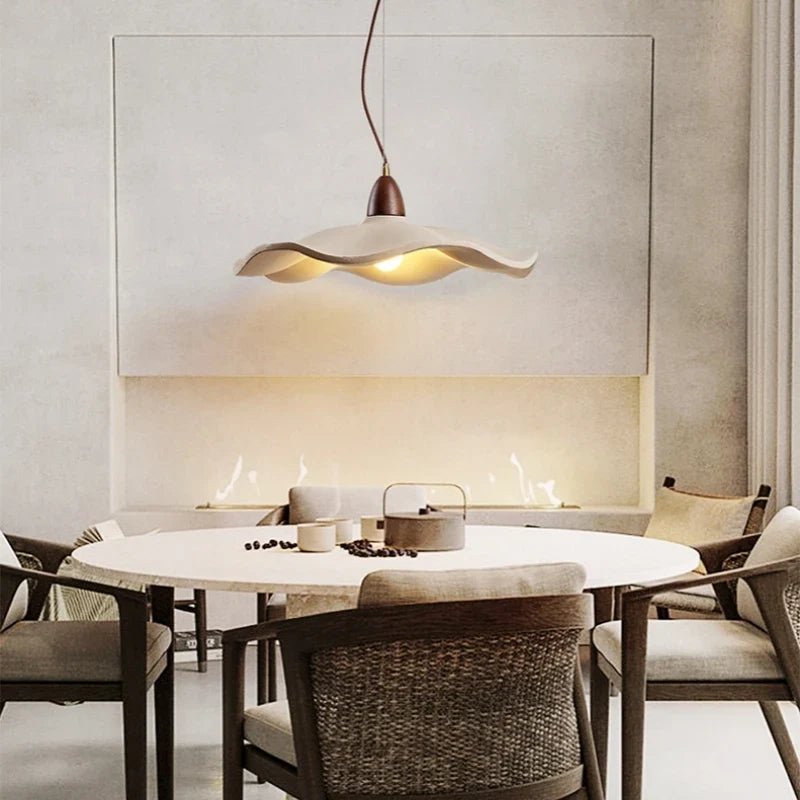 Japanese Wabi-Sabi Cream Wood Pendant Light - Decorbites