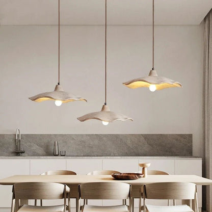 Japanese Wabi-Sabi Cream Wood Pendant Light - Decorbites