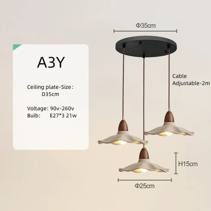 Japanese Wabi-Sabi Cream Wood Pendant Light - Decorbites