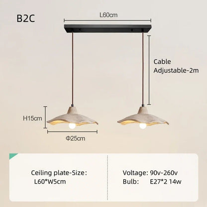 Japanese Wabi-Sabi Cream Wood Pendant Light - Decorbites