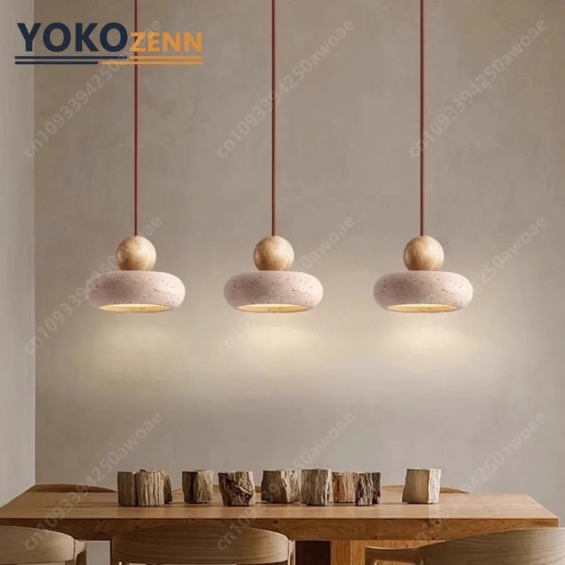 Japanese Wabi-Sabi Travertine Stone Pendant Light - Decorbites