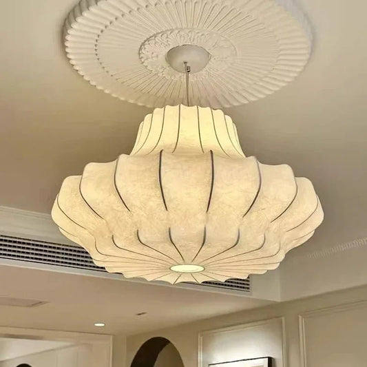 Japanese Wabi-Sabi White Silk Knitted Pendant Light - Decorbites