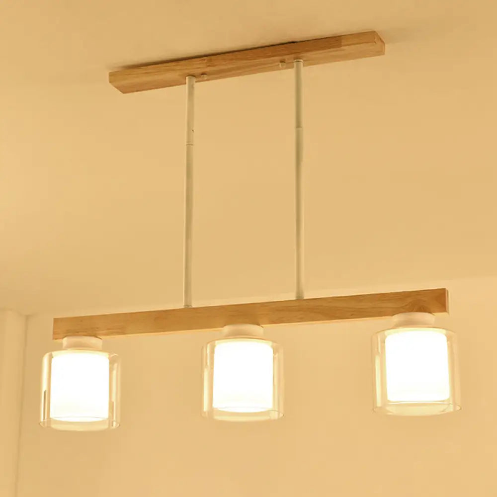 DecorBites™ Japanese White Glass Cylinder LED Island Pendant Ceiling Light for Dining Room