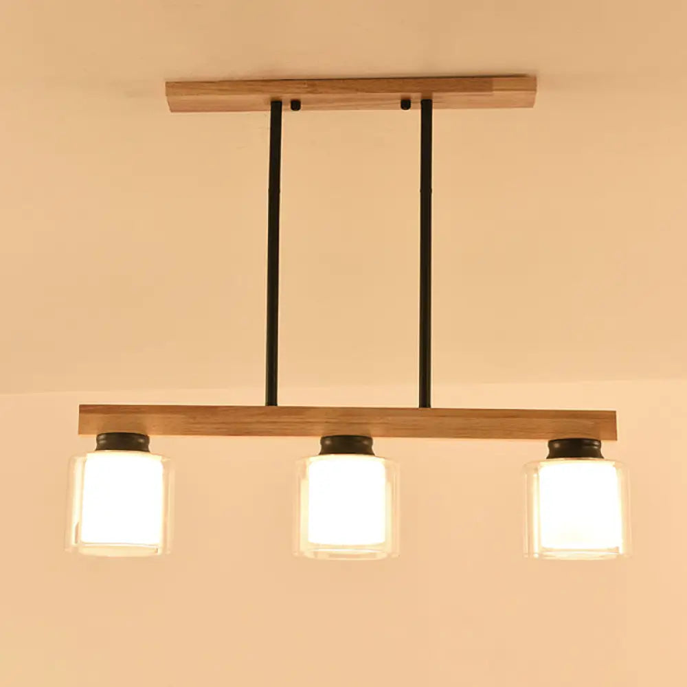 DecorBites™ Japanese White Glass Cylinder LED Island Pendant Ceiling Light for Dining Room