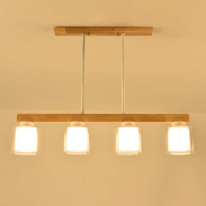 DecorBites™ Japanese White Glass Cylinder LED Island Pendant Ceiling Light for Dining Room