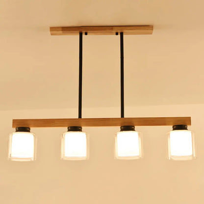 DecorBites™ Japanese White Glass Cylinder LED Island Pendant Ceiling Light for Dining Room