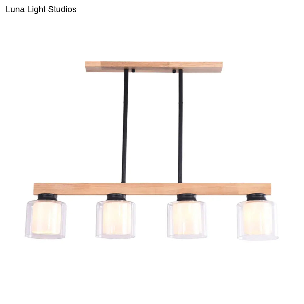 DecorBites™ Japanese White Glass Cylinder LED Island Pendant Ceiling Light for Dining Room