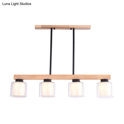 DecorBites™ Japanese White Glass Cylinder LED Island Pendant Ceiling Light for Dining Room