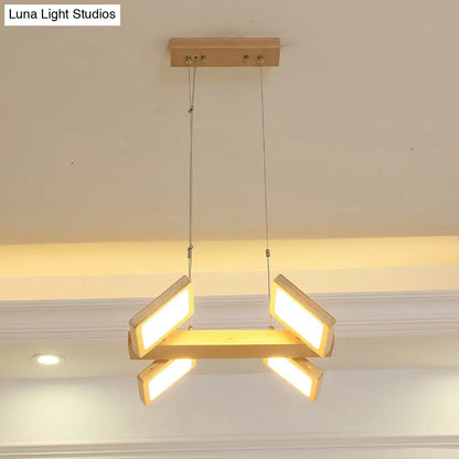 DecorBites™ Japanese Wood Square LED Pendant Light- Modern Restaurant & Island Lighting with Acrylic Shade