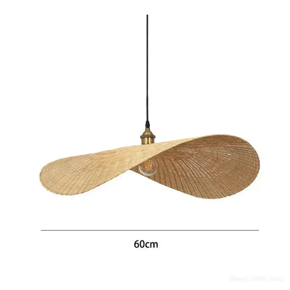 Natural woven rattan decorbites bamboo chandelier with golden brass fixture and exposed bulb 60cm diameter for living room