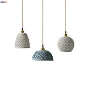 Three japanese woven ceramic led pendant lights in muted gray and blue tones ideal for dining room decorbites ceramic led