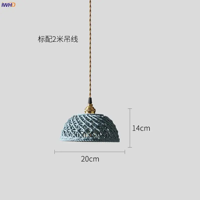 A teal woven rope ceramic led pendant light with brass fixture and twisted cord for dining room decorbites pendant lights