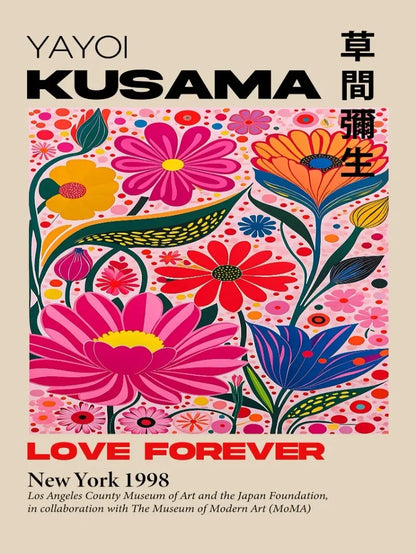 Japanese Yayoi Kusama Inspired Abstract Canvas Wall Art - Posters