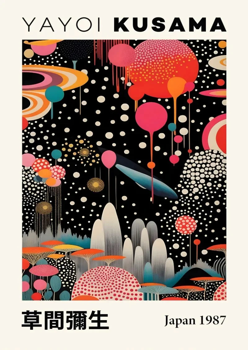 Japanese Yayoi Kusama Mountain Art Canvas Print - Posters