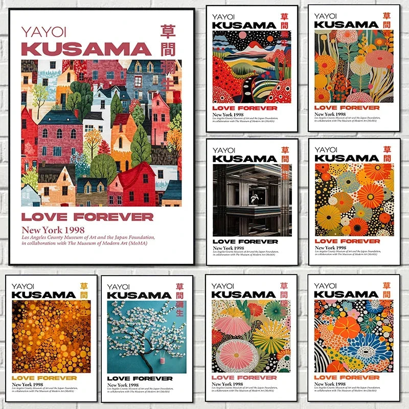 Japanese Yayoi Kusama Mountain Canvas Wall Art - Posters