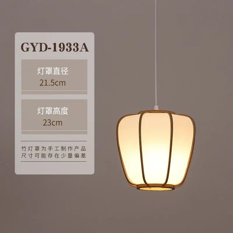 Warm-toned handcrafted decorbites bamboo pendant lamp with soft glowing lantern design for tea room or living room decor