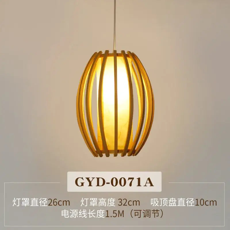 Warm-toned decorbites bamboo pendant lamp with vertical slats in an oval shape for tea room or living room decor