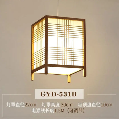 A warm-toned square bamboo pendant lamp with wooden frame and paper panels for tea room or living room decorbites bamboo pendant