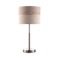 Jasmine - Contemporary Cylinder Night Lighting Fabric Bedside Lamp-Cream Gray