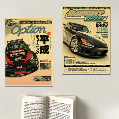 JDM Retro Racing Car Poster Prints - Posters