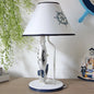 Jeanne - Children Rudder Base Table Lighting Children Style Resin Single Bulb Blue Shaded Night Stand Lamp with Clock Design