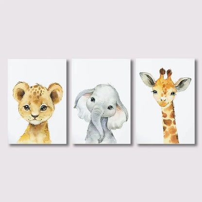 Jungle Animal Nursery Wall Art Set - CJ50079-3PCS / 30x40cm no frame