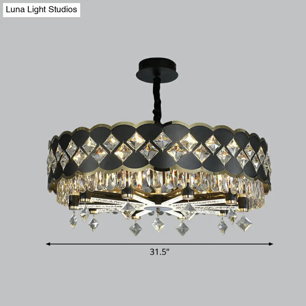 K9 Crystal Pendant Chandelier for Dining Room in Postmodern Black Design