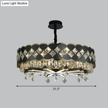 K9 Crystal Pendant Chandelier for Dining Room in Postmodern Black Design