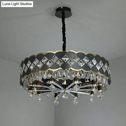 K9 Crystal Pendant Chandelier for Dining Room in Postmodern Black Design