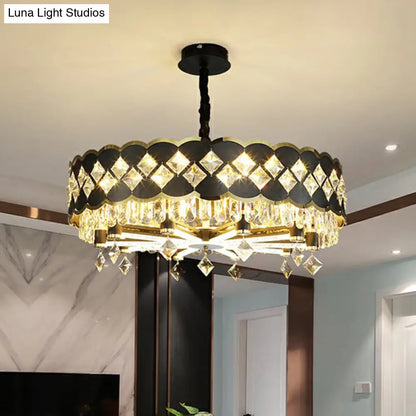 K9 Crystal Pendant Chandelier for Dining Room in Postmodern Black Design