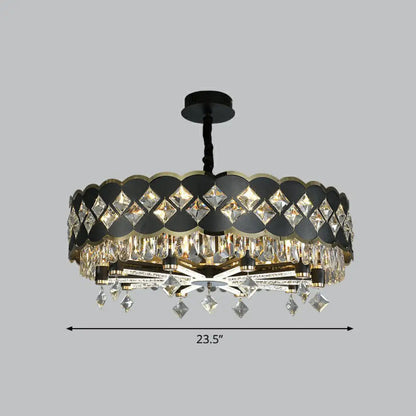 K9 Crystal Pendant Chandelier for Dining Room in Postmodern Black Design