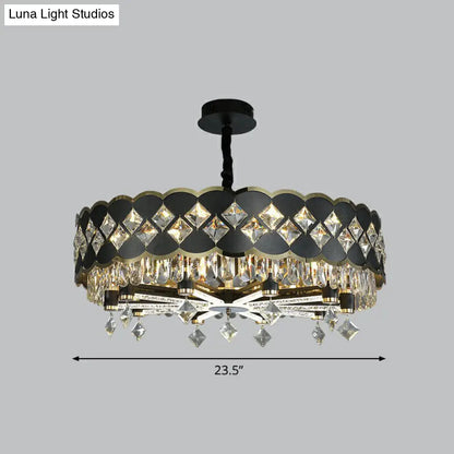 K9 Crystal Pendant Chandelier for Dining Room in Postmodern Black Design