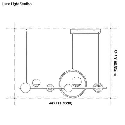 DecorBites™ Karen's 6 Light Modern Black Metal Spherical Glass Island Pendant Lighting for Dining Room