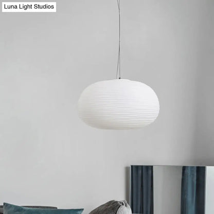 Katherine - Ribbed Cocoon Pendant Ceiling Light Post Modern Ribbed Glass 1 Light White Hanging Light