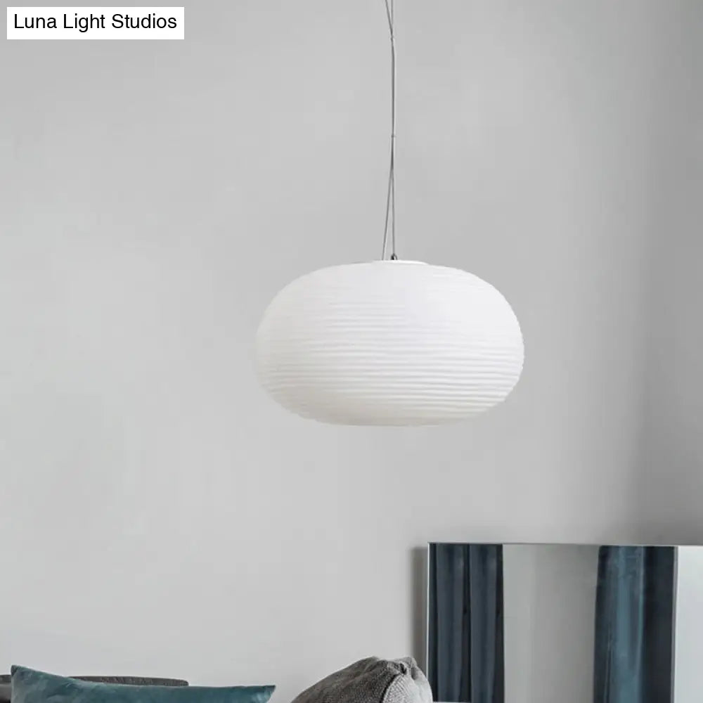 Katherine - Ribbed Cocoon Pendant Ceiling Light Post Modern Ribbed Glass 1 Light White Hanging Light