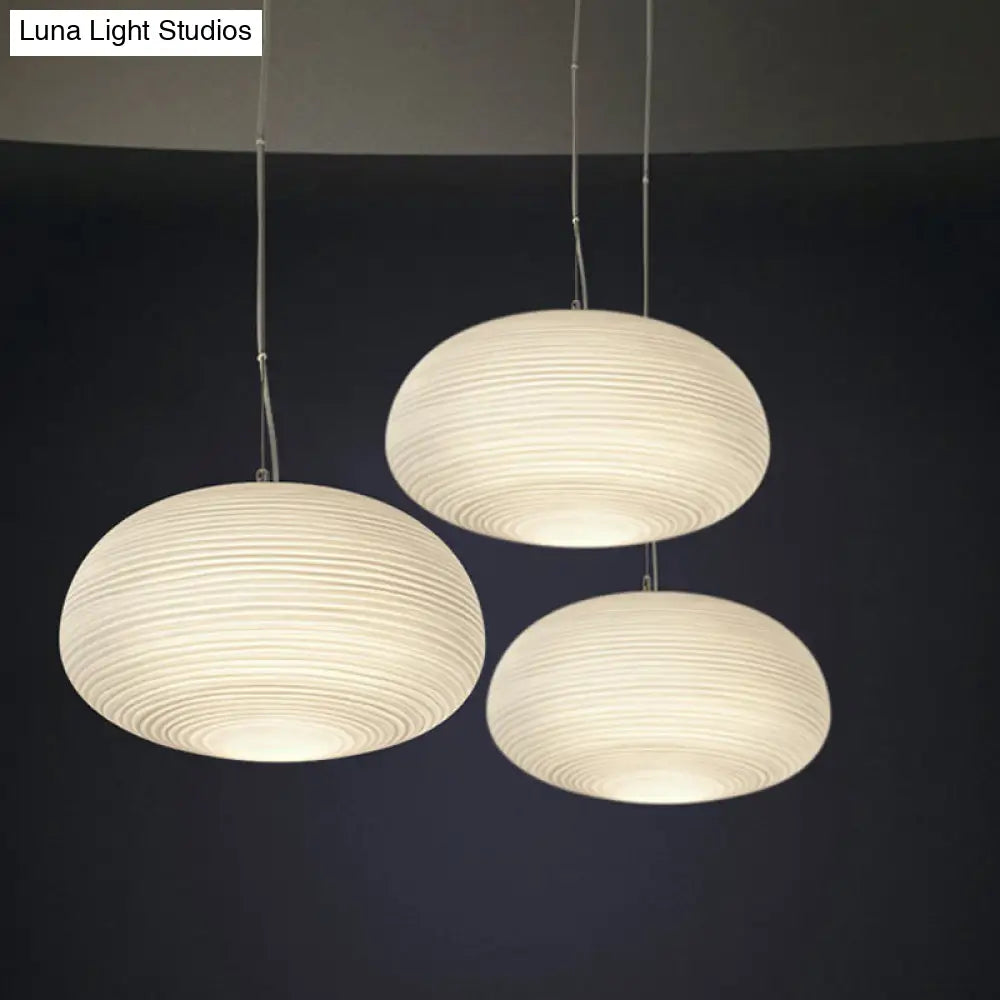 Katherine - Ribbed Cocoon Pendant Ceiling Light Post Modern Ribbed Glass 1 Light White Hanging Light