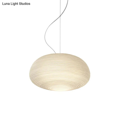 Katherine - Ribbed Cocoon Pendant Ceiling Light Post Modern Ribbed Glass 1 Light White Hanging Light