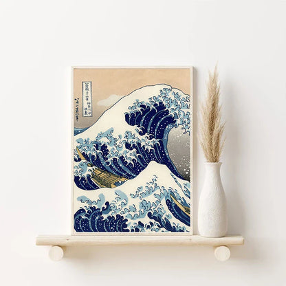 Katsushika Hokusai Blue Waves Canvas Wall Art - Posters